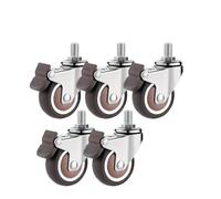 4PCS 1.5" / 2" Wheel Threaded Stem Swivel Casters No Noise Brakes Rubber Castor Pour la Maison et le Bureau(Color4)
