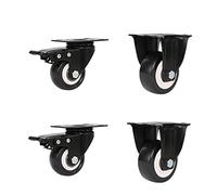 4PCS 1.5 Inch Black Swivel Flat Casters Sofa Bed Trolley Wheels Load-Bearing 50kg Furniture PU Castors(2c2b)