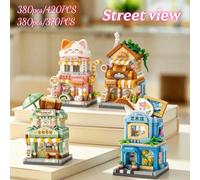 4pcs/1 pièce/370+pièces Micro Particule Scène de Rue Mignonne et Amusante, Design Mignon, Assemblage Adorable, Matériau Résine ABS, Assemblage de Blocs de Construction Mini 3D Décoration, Article de S