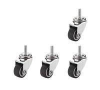 4pcs 1" Small Caster Wheels Profile Castor With Brakes No Floor Marks Silent Casters Mini For Cart(M8x20mm Type 1)