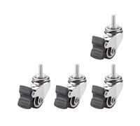 4pcs 1" Small Caster Wheels Profile Castor With Brakes No Floor Marks Silent Casters Mini For Cart(M8x20mm Type 2)