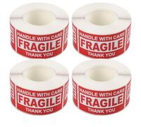 4PCS 1000 Étiquettes Attention Fragile Avertissement Verre Risque de Bris, 25 x 45 mm, Gestion des Marchandises Délicates pour Déménagement et Expédition