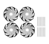 4pcs 100mm Durable Steel Mecanum Wheels Set, Left Right Wheels for Robot Car 14162, Omni Directional Movement, High Load Capacity 45kg, Aluminum y Structure with Rubber Rollers