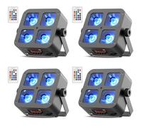 4PCS 100W LED Par Projecteur Recargable, 5200mAh RGBW UV Lumière de Scène avec Télécommande/DMX/APP Éclairage de Scène DJ pour Disco Show Bar Mariage Concert Noël