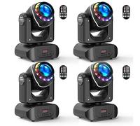4PCS 100W Lyre LED avec télécommande, Beam Moving Head 10 Gobos 8 couleurs 18 prismes jeux de lumière pour l'éclairage Clubs Bars Disco Fête