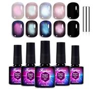 4pcs 10ml Hétérochromatique Cat Eyes + 10ml Gel noir polonais