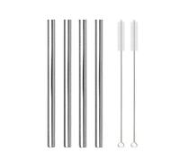 4Pcs 12mm Reusable Metal Straws With 2 Brush Stainless Steel Set Bar Drinking Bent Straw 647(Silver A)