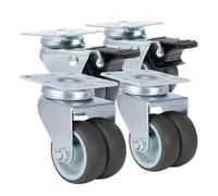 4pcs 2 Inch Casters Wheels Heavy Duty Swivel Soft Rubber Roller With Brake For Platform Trolley Furniture(Brake and no brake)
