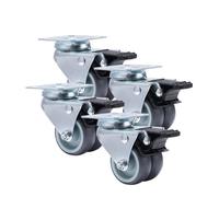 4pcs 2 Inch Casters Wheels Heavy Duty Swivel Soft Rubber Roller With Brake For Platform Trolley Furniture(4PCS with brake)