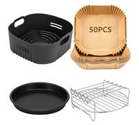 4PCS 22CM Accessoires Air Fryer - Moule Silicone Air Fryer pour Philips Série 2000 6.2L (NA230/00), COSORI 5,5L, Aigostar 7L, Moulinex 6,5L, Silicone Moule Air Fryer Accessoires, Moule Airfryer