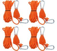4PCS 2M or 4M Rope Tensioner for Sun Shade Sail Tent Rope Ratcheting Rope for Hanging Plant Lights Tents (Orange,4mmx4m)