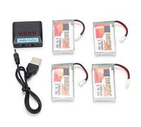 4pcs 3.7V 1200mAh 25c Batterie Lipo Rechargeable avec Mini Bouche Blanche et Chargeur 4-in-1 pour Les Voitures RC