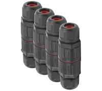 4Pcs 3Pin Waterproof Connector 1 In 1 Out for Outdoor Street Garden LED Lights IP68