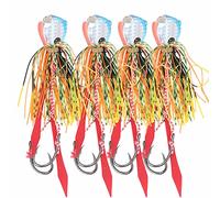 4Pcs 65g Fishing Artificial Baits with Silicone Skirts, Fishing Lures, Lifelike 3D Eyes and Vibrant Colors for Enhanced Attraction, Lightweight and Durable Lures for (Blue+Orange)