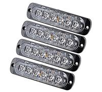 4pcs 6LED Slim Ambre Flash Light Bar Universal 12-24 V d'urgence Strobe Lampe de voiture Jaune Lumière