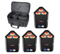 4PCS 96W Batterie LED Par Lumière Mit Bag, RGBW + UV 6 en 1 Projecteur de Scène Rechargeable, Lumière de Fête Disco avec Télécommande /2,4 GHz Sans Fil/APP, Adapté aux Acènes Festivals Fêtes Club