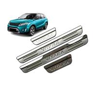 4Pcs Accessoires de Protection de Plaques de Seuil de Porte de Voiture en Acier Inoxydable pour Suzuki Vitara 2015-2022 2023 2024, Bande Décorative Anti-Usure de Seuil,A