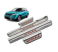 4Pcs Accessoires de Protection de Plaques de Seuil de Porte de Voiture en Acier Inoxydable pour Suzuki Vitara 2015-2022 2023 2024, Bande Décorative Anti-Usure de Seuil,C