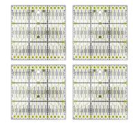 4PCS Acrylic Quilting Ruler Set, Sewing Quilting Cutting Ruler with Double d and Grid Lines, Transparent Measuring Tool with Angle Lines and Hole for Fabric