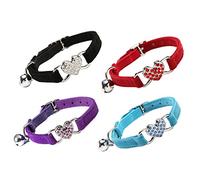 4pcs Adjustable Love Heart Hingestone Cat Collier avec Cloche Fournitures de Compagnie Confortables Strape DE COUL DE Couleur Bright pour Les Chats élégants faciles à Porter et Ajuster