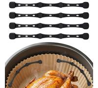 4Pcs Aimant Air Fryer-17.5cm, Fixation Anti-Soulèvement pour Papier Cuisson | Fixation en Silicone pour Papier Cuisson avec Boucle Sécurité, Accessoires Air Fryer pour Ninja, Philips, Cosori