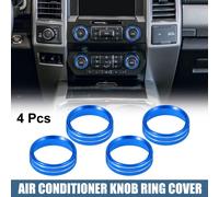 4pcs Air Conditionneur Bouton Anneau Couvercles Aluminium Alliage pour Voiture Bleu