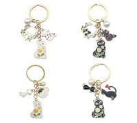 4Pcs Alu Kitty Pendentif, Mini Décoration De Porte-Clés De Voiture, Pendentif De Sac À Dos Mignon, Cadeaux pour Les Amoureux des Chats.