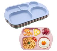4Pcs Assiettes 5 Compartiments Assiettes Divisées Assiette Compartiment Adulte Assiettes Menu Plastique Reutilisable Sans BPA Passe Au Micro-Ondes Et Au Lave-Vaisselle pour Enfants Adultes (30*20cm)