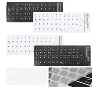 4pcs Autocollants pour Clavier Allemand,Sticker Clavier, mit Film Universel pour Clavier,Autocollants de Remplacement avec Lettres allemandes, s'adapte à n'importe Quel Clavier,Blanches/Noir