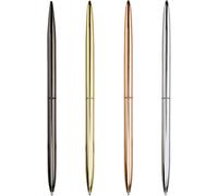 4pcs Ballpoint Pen, Metal Ballpoint Pen Two Heads Rotation Office Hotel Supplies Black Ink, Private Or Gift (Black, Rose Gold, Gold, Silver)