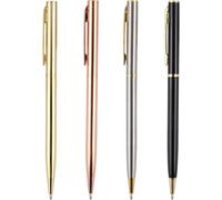 4pcs Ballpoint Pen, Metal Ballpoint Pen Two Heads Rotation Office Hotel Supplies Black Ink, Private Or Gift (Black, Rose Gold, Gold, Silver)