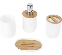 4Pcs Bathroom Accessory Set Bamboo Waterproof Durable Gift Toothbrush Cup for Home HotelWhite