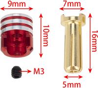4pcs Battery Heatsink Plug Grips with 5mm Brass Bullets for 1/10 Scale Off-Road Truck Remote Control Modified Car Battery