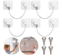 4PCS Bébé de sécurité Verrouillage Securite Fenetre Enfant Sans Percer Bloque Verrou Porte Réfrigérateur Cabinet Fenêtre avec 4 Clés, pour Fenêtres Blocs Portes Tiroirs Réfrigérateur Tiroir