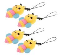 4pcs Bee Charm Phone Phone Strap Keychain Ornema Ornement Mobile Lonyard pour les sacs et téléphones Conception durable avec corde haute résistance