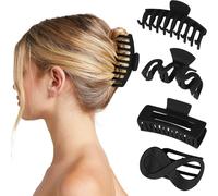 4pcs Black Hair Clips Big Thick Thin Hair Clips Plastic Matte Big Hair Clip Big Hair Clip For Women Strong Large Hair Clip Big Hair Clip