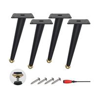 4Pcs Black Metal Furniture Legs, Oblique Cone Adjustable Table Legs, Replacement Feet for TV Bathroom Counter Coffee Table Sofa, 4/6/8/12 inch