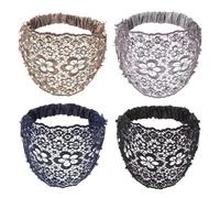 4PCS Boho Chic Crystal and Pearl Headband, Elegant Floral Beaded Wide Headband,Boho-Chic Crystal & Pearl Wide Headbands