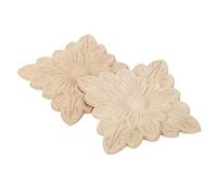 4pcs Bois Sculpté Moulures Appliques Coin Décalcomanie Embellissements en Bois Non Peints pour L'artisanat de Meubles Maison, Fabriqués à la Main Porte Armoire Placard Meubles