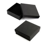 4PCS Boite Cadeau Bijoux, Boite Cadeau Vide, Ecrin Bijoux, Coffret de 4 Boîtes Noires en Kraft 9x9x3 cm pour Bracelets, Bagues, Boucles, D'oreilles, Collier (Noir)
