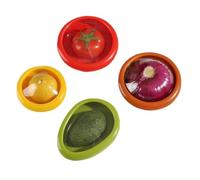 4pcs Boîte de Conservation pour Fruits et Légumes, Boîtes de Stockage de Aliments avec Couvercles - Avocado, Oignon, Tomate, Citron - Avocado Guardian, Bac à Légumes Réfrigérateur Cuisine (4pcs)
