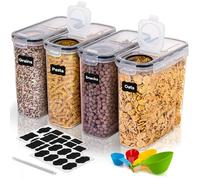 4PCS Boite de Rangement Cuisine, 4L en Plastique Scellée avec Couvercle, sans BPA, Pour Stocker Cereales,Pâtes, Sucre,Farine,Riz