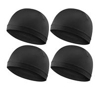 4Pcs Bonnet De Vague pour Hommes Bonnets De Vague À Bande Élastique Soyeuse pour 360 540 720 Vagues Doux Respirant Satin Durag Unisexe Adultes Enfants Bonnets Chapeaux De Douche Noir