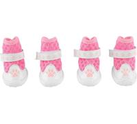 4PCS Bottes pour chiens été à la mode maille respirante légère résistance à l'enfilage protège-patte pour l'extérieur -marche rose