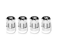4pcs Bouchon Valve Pneu Voiture pour Peugeot 3008 GT Line 2019-2021, Bouchons de Tige de Valve de Pneu en Aluminium Anti-poussière avec Joint Caoutchouc,Silver