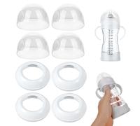4pcs Bouchons de Biberon avec 4pcs Anneaux de Tétine de Biberon pour Philips Avent Natural Biberons, Sans BPA Pièces Rechange Couvercle Biberon Bouchons Dôme Accessoires pour Biberons