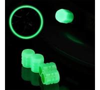 4pcs Bouchons de Valve de Pneu phosphorescents, Bouchons de Valve phosphorescents, Bouchons de Valve de Pneu Lumineux, Bouchon Valve Pneu Voiture, Bouchons de Valve de pneuLumineux pour vélo (Green)