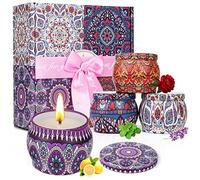 4Pcs Bougie Parfumée 4,4 OZ Coffret Bougies Parfumées Cadeau de Bougies 100% Cires de Soja Naturelles Bougies Portatives de Voyage Yoga du Bain