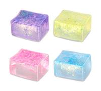 4pcs Boules Anti-Stress en Forme de Glaçons à Paillettes, Colorées Amusant à Presser Carré Joli Cube Anti Stress Squishy Autisme TDAH Jouets Sensoriels pour Adultes Enfants Cadeaux