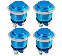 4PCS Bouton-poussoir Momentané en Métal 16 mm 220V AC SPST 1NO, Commutateur de Voiture et Industriel, Étanchéité IP65 pour Applications Bricolage